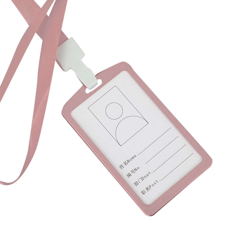 Aluminum Vertical Id Card Badge Holder Business Work Bus Card Case Cover Lanyard Office Tools Employee Information Card#p30