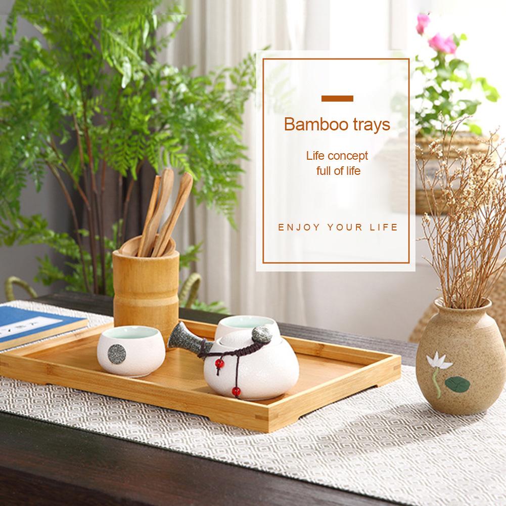 Wooden Tea Set Tray Rectangular Japanese Style Bamboo Tea Tray Solid Wooden Fruit Bread Tray Wooden Tray