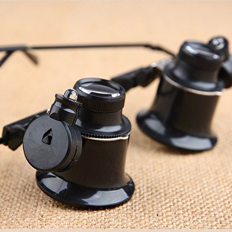 Draagbare 20X Vergrootglas Hoofdband Bril Met 2 Led Verlichting Voor Horloge Elektronische Reparatie & Juwelier Reparatie Horloge Met Led Lamp