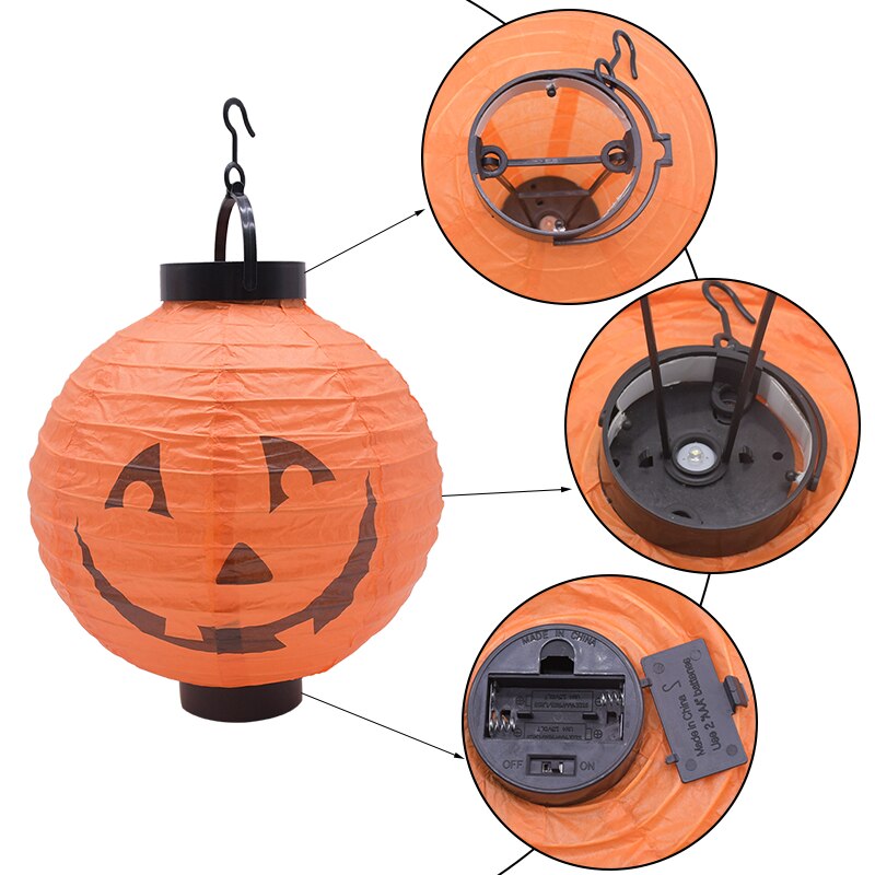 Halloween LED citrouille lanterne horreur lueur araignée crâne chauve-souris lampe à LED Halloween maison fête suspendus lustre décoration