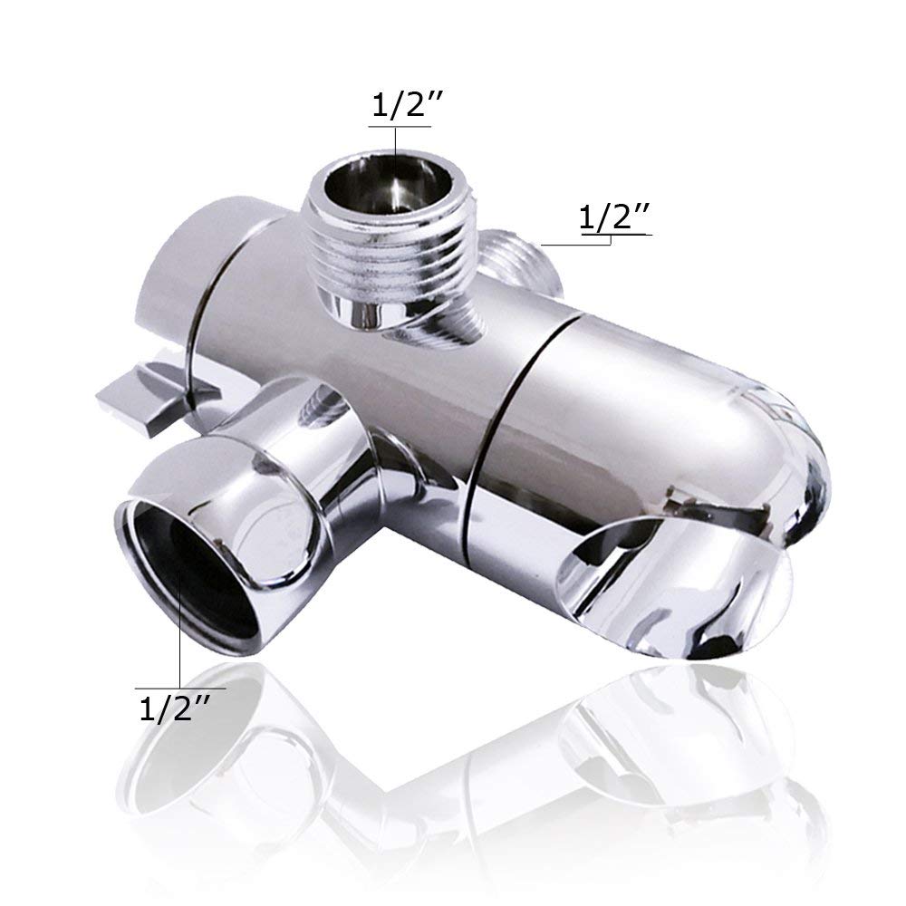 3 Way Shower Diverter Valve Mount G1/2 Universal Handheld Shower Arm Diverter Splitter with Shower Head Holder