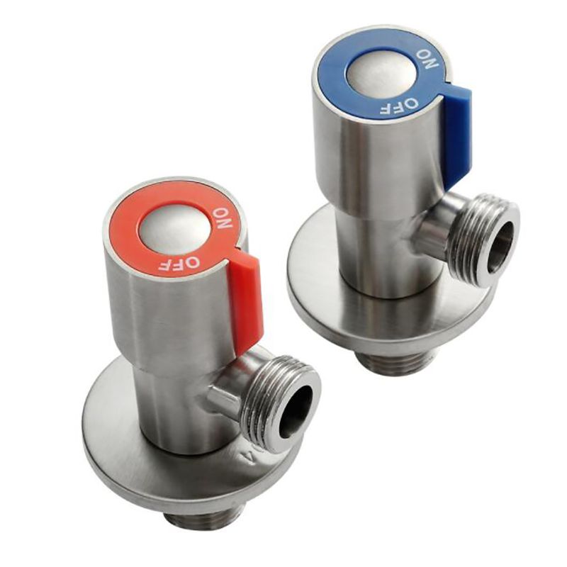 SUS304 Stainless Steel Angle Stop Valves with OFF ON Switch G1/2 Cold Water Stop Valve for Bathroom Toilet Sink, Copper Core