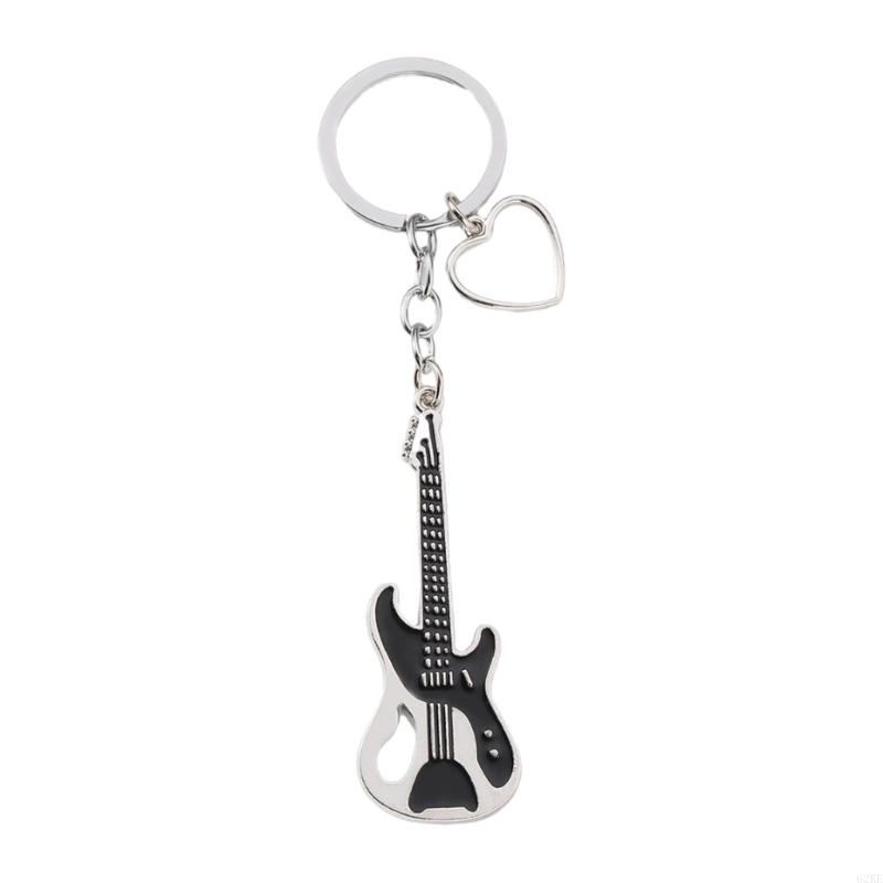 62ke Hingestones Keychain guitare Keychain Sophistiqué Metal Keyring Handmade Key Chain Pender pour les guitaristes les: Black