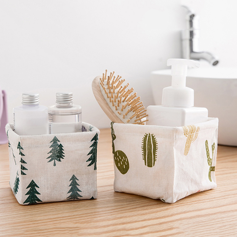 Papeterie Mini conteneur lin boîte carrée décor à la maison panière de rangement pour bureau articles divers jouet boîte de rangement cosmétique livre organisateur