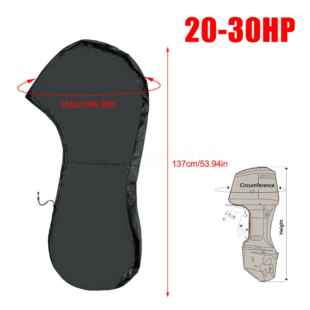Outdoor Portable Engine Protector Outboard Boat Black Full Motor Cover Waterproof Dustproof Oxford Cloth Durable Accessories: 20-30HP