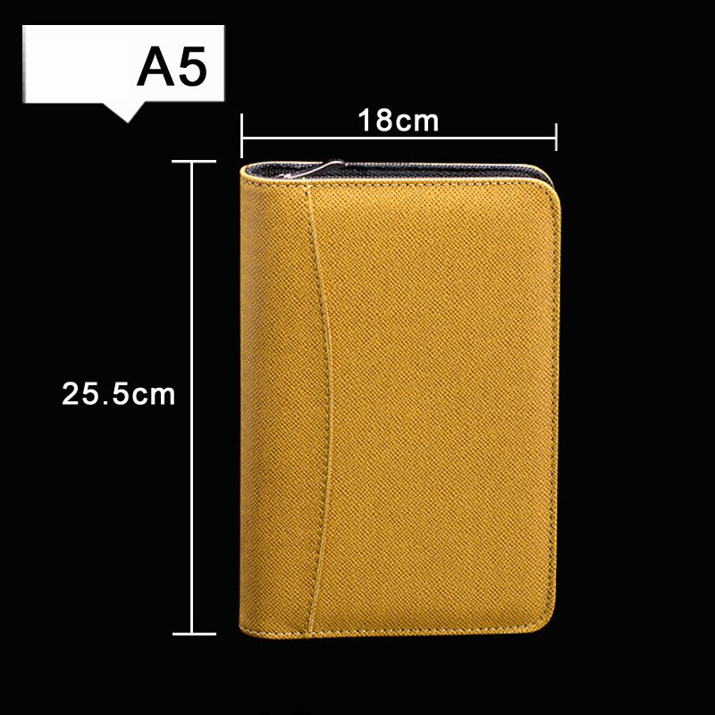 Agenda classeur à spirale avec fermeture éclair, bloc note, avec calculatrice, format A5/A6/B5, pochette Business