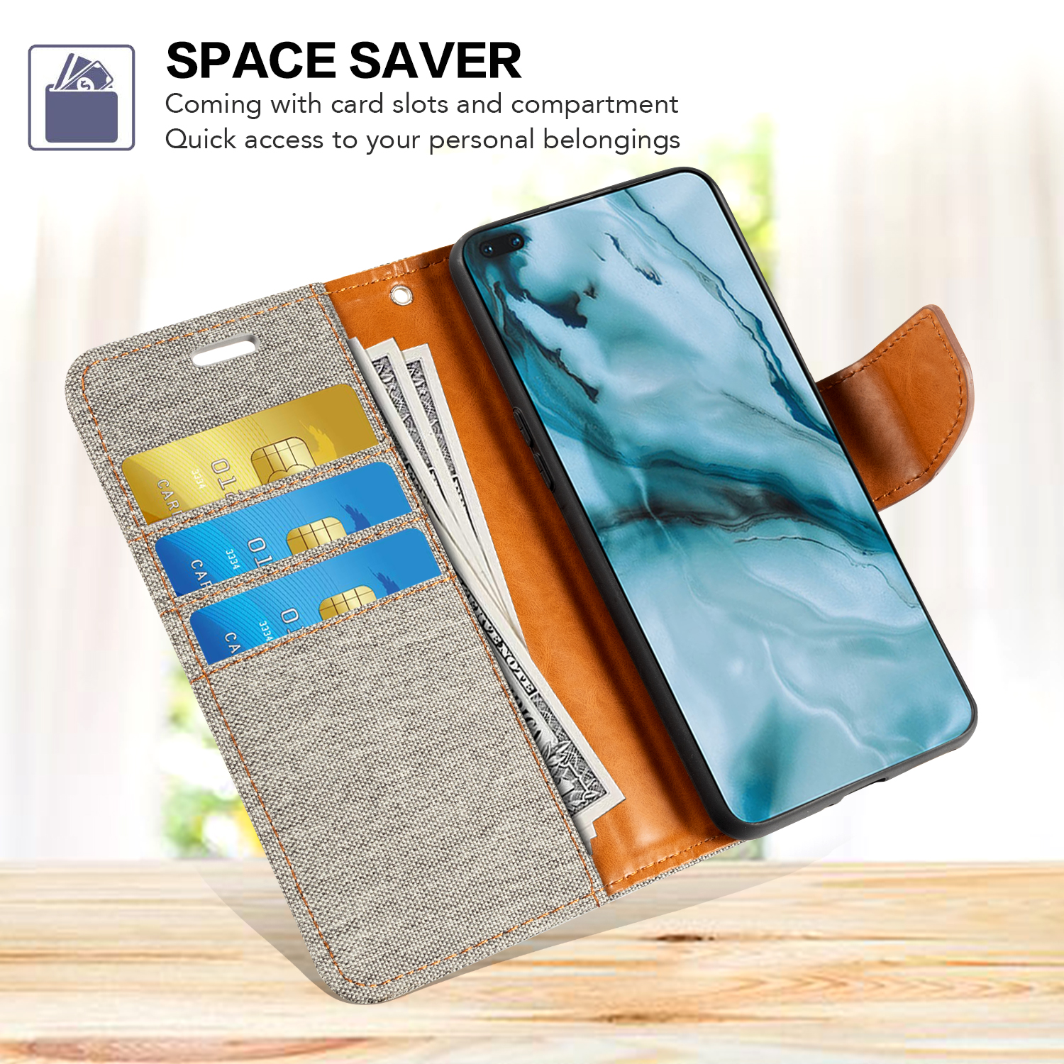 Oxford Leather Wallet Case Voor Zte Blade V9 Vita Met Zachte Tpu Back Cover Magneet Flip Case Voor Zte Blade v9 Vita: Grey