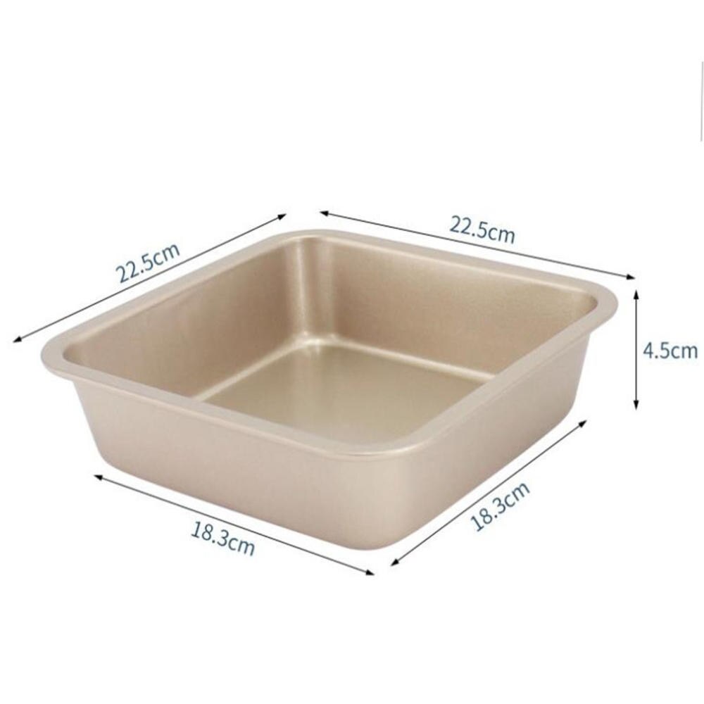 Vierkante bakvorm van 8- inch, antiaanbaklaag, koolstofstaal, bakvorm voor taarten, brood, pizza, koekjes, oven, bakvorm, bakplaat, ovenschaal: Goud