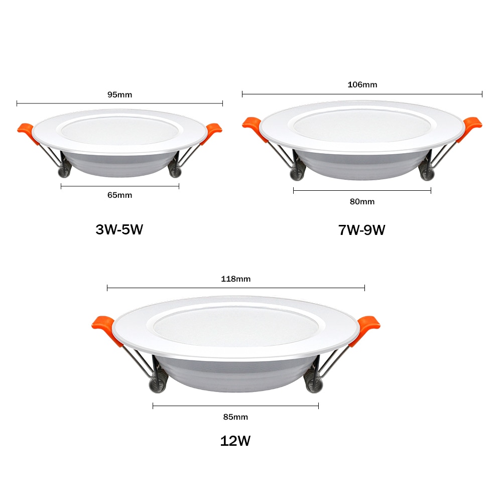 Innfelt ledet downlight ultra tynn sølv hvit gylden ledet taklampe 3w 5w 9w ledet få øye på lys belysning til stue soverom