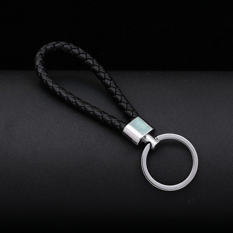 100pcs/lot Woven Leather Rope car key chain Keyring Pendant Rope Keychain: Black