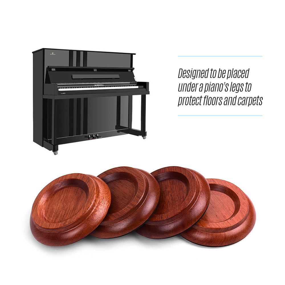 4pcs/Set Upright Piano Caster Cups Coaster Solid Wood with Anti-slip EVA Pad Piano Accessories: PA-9 Sapele