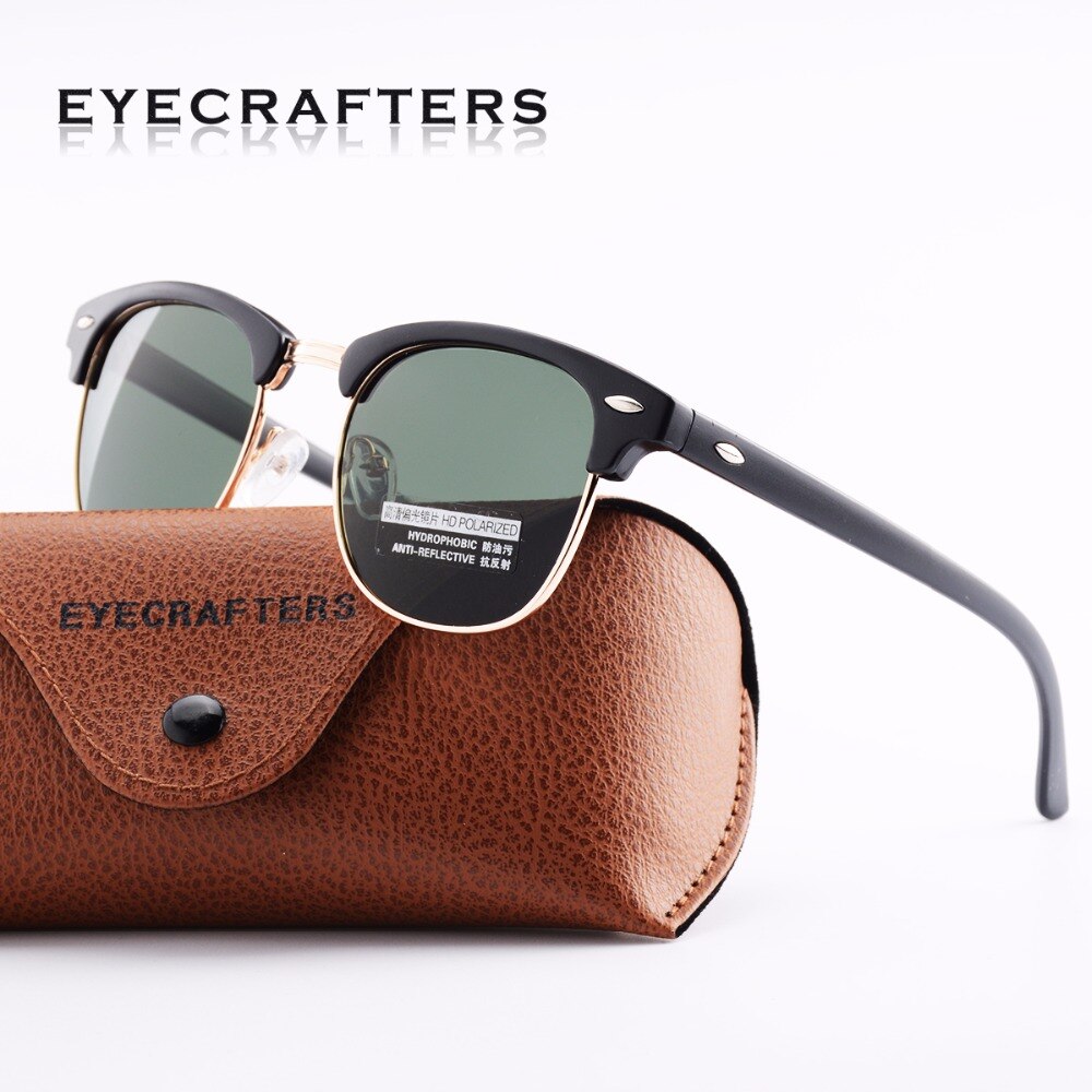 Tortoise inspiré classique demi-cadre cornu Semi-sans monture hommes femmes lunettes de soleil polarisées lunettes rétro 3016