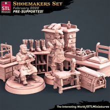 Shoe Makers 28mm 32mm Miniatures DND D&amp;D Pathfinder RPG War Games Tabletop Unpainted 3D Printed Desktop Ornament