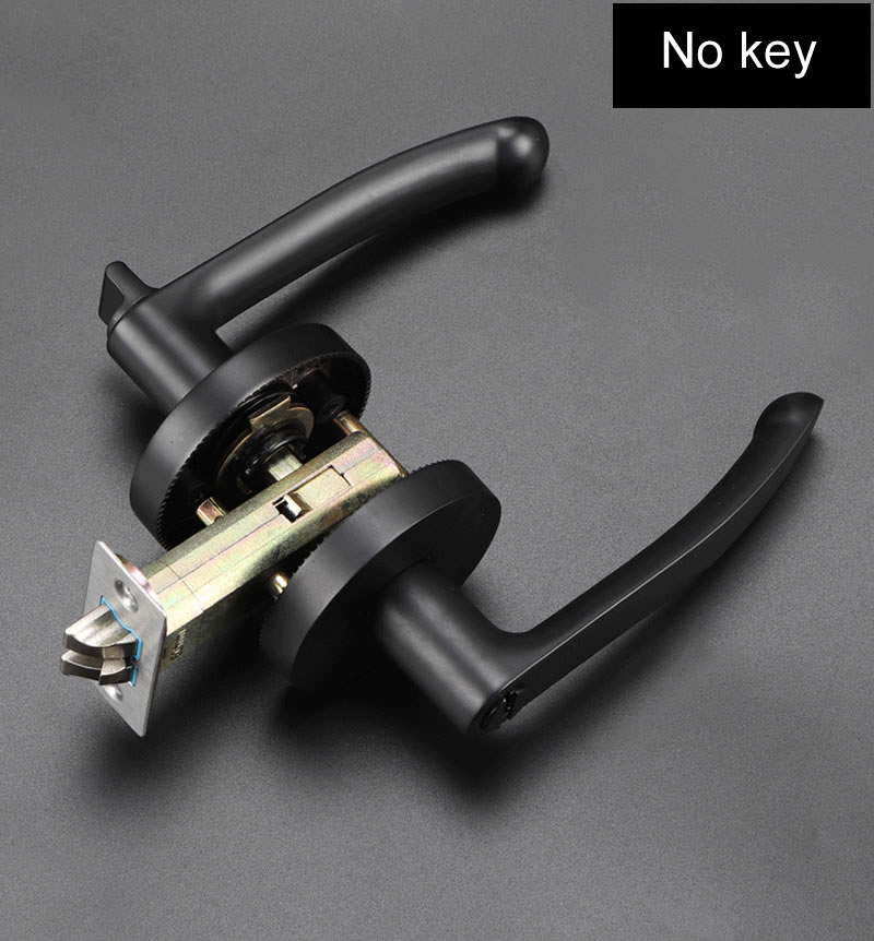 Enkeltbolt håndtag lås, til toiletbadeværelset soveværelse, med nøgle eller ingen nøgle, sort guldfarve, nem installation, dørbeslag: Sort ingen nøgle