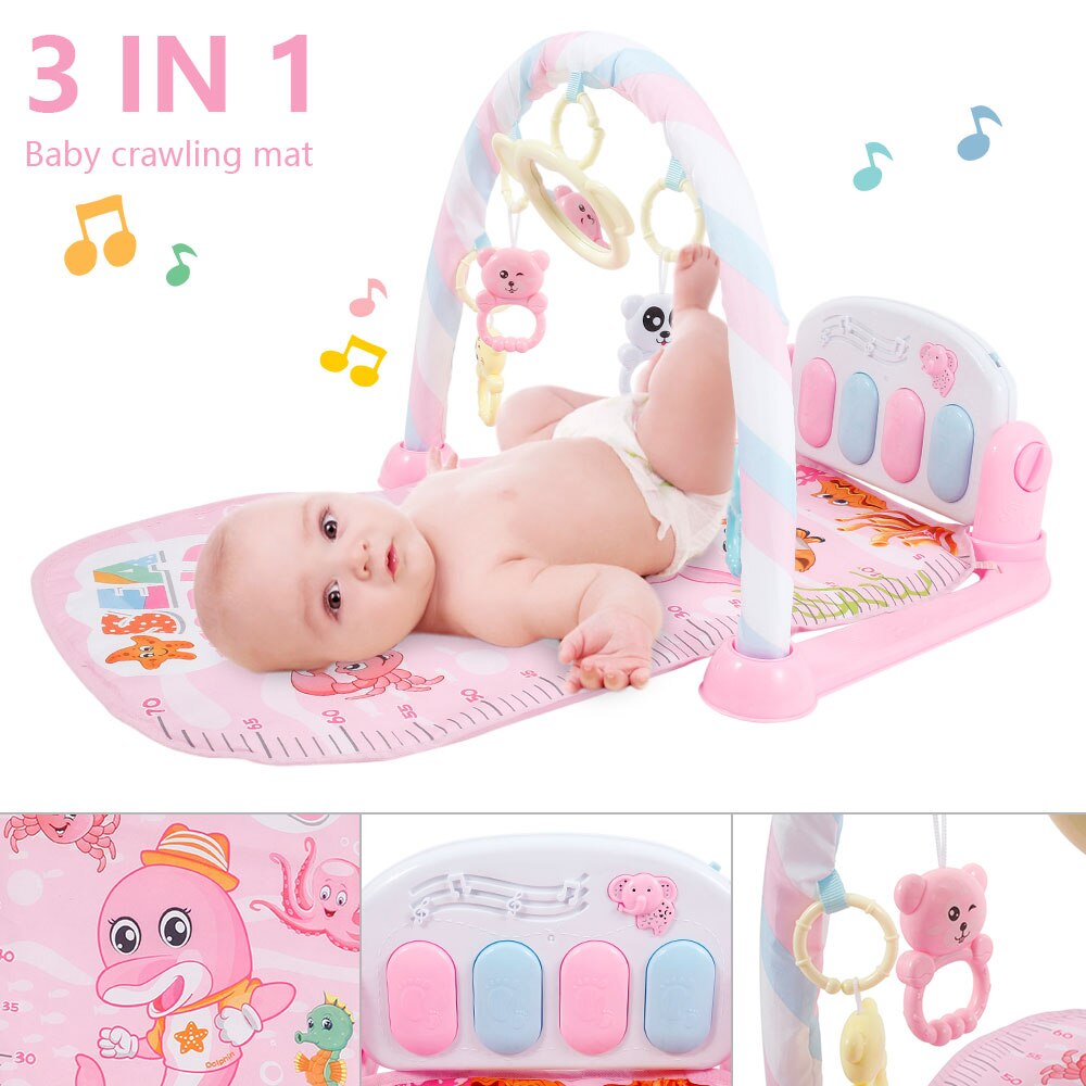 Pasgeboren Baby Kruipen Mat Baby Gym Educatief Speelgoed Rack Game Zuigeling Muziek Speelkleed Tapijt Met Piano Toetsenbord Peuter Spelen pad