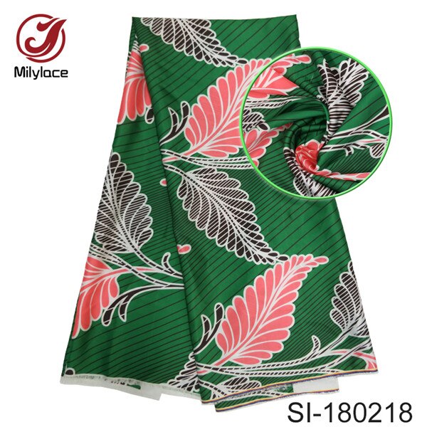 Tissu en satin de soie imprimé wax africain doux, 5 mètres par lot, pour vêtements, 20 modèles disponibles, si -180201: Si -180218