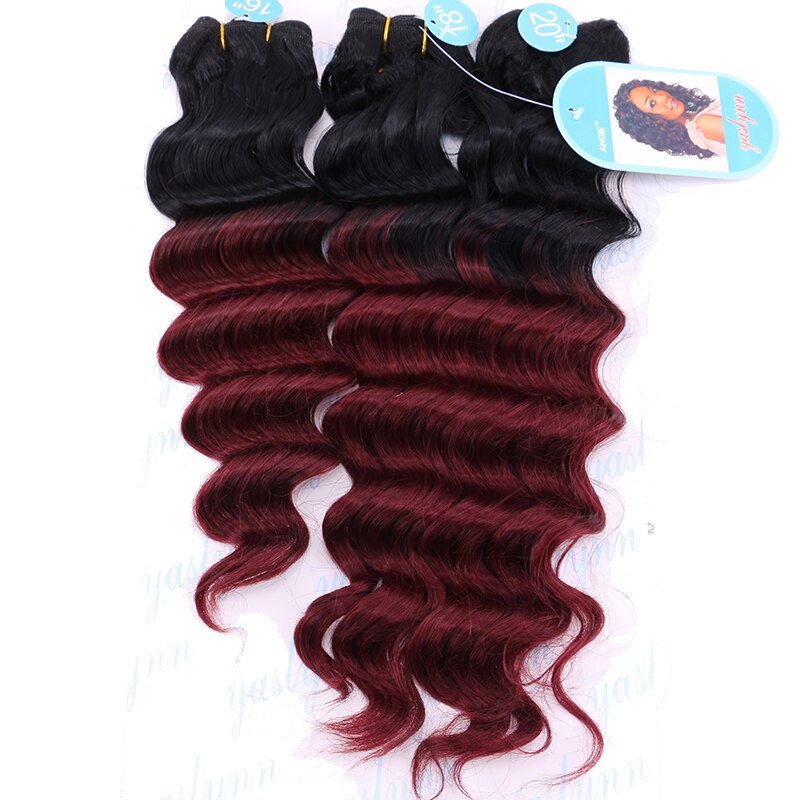 Deep Curly Hair Wave Synthetic Hair Heat Resistant loose Deep Wave Hair Bundles Extensions Natural Black Weaving: T1-118