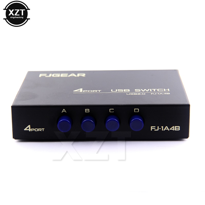 Caja selectora de conmutador USB 2,0, adaptador de interruptor para compartir Hub, ordenador para PC, escáner, impresora, 4 en 1, alta distribución, 1 unidad