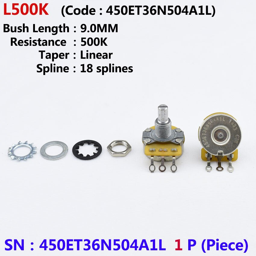 1 Piece Original Genuine 250K/500K CTS Potentiometer(POT) For Electric Guitar (Bass): 450ET36N504A1L 1 PC