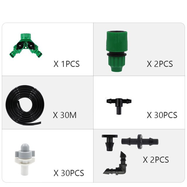 Automatic Micro Drip Irrigation System Garden Irrigation Spray Self Watering Kits with Adjustable Dripper: 30M