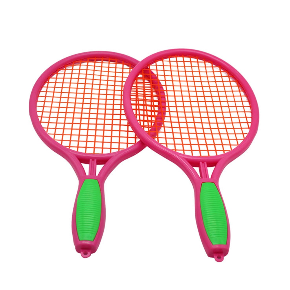 1 paar freundlicher Tennis Schläger freundlicher Kunststoff Badminton Schläger Spiel Requisiten für Kindergarten Grundschule (Größe M Rosa): A