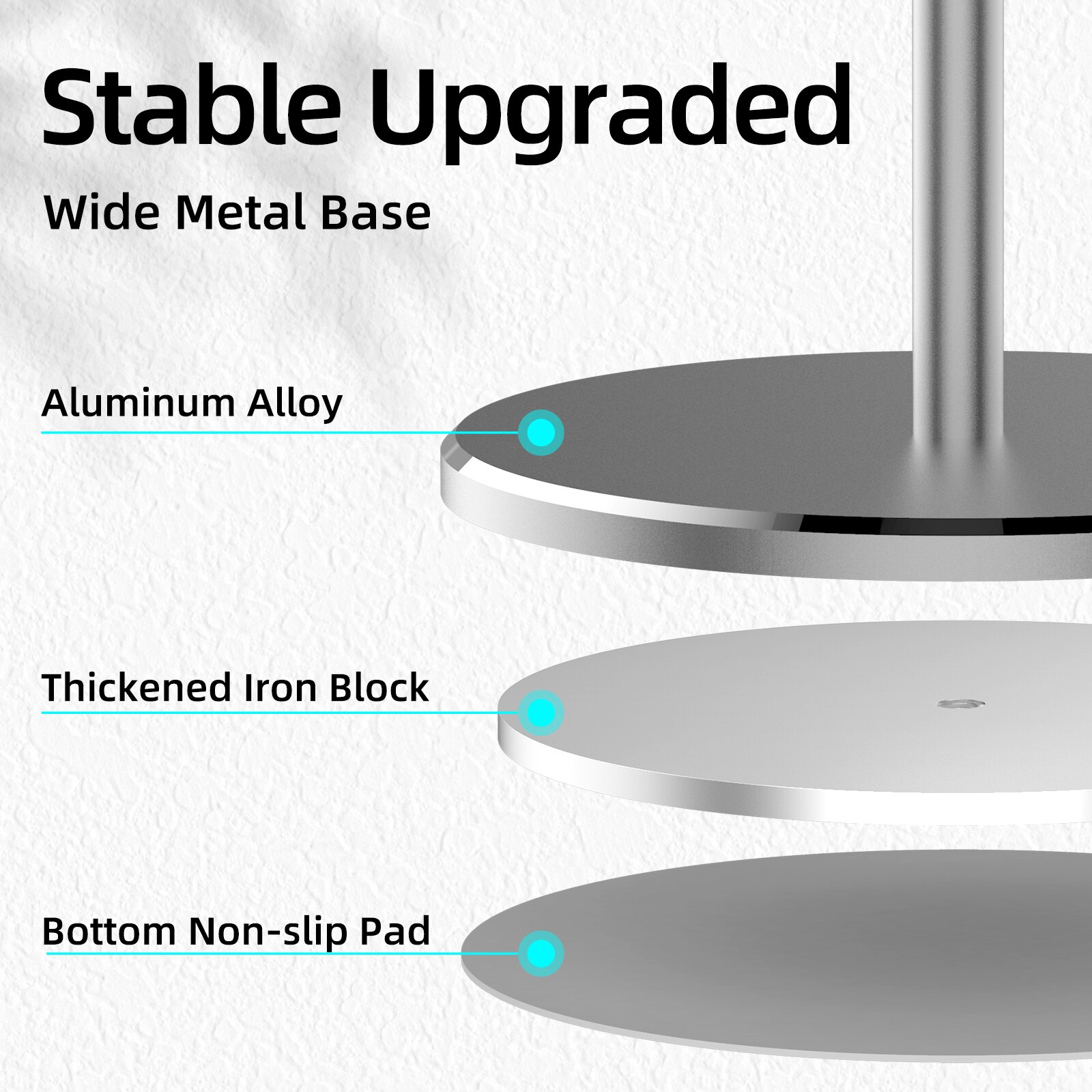 Robuster handyhalter aus aluminiumlegierung und stabiler tablet-ständer mit frei verstellbarem winkel und höhe, rückwandaufhängung