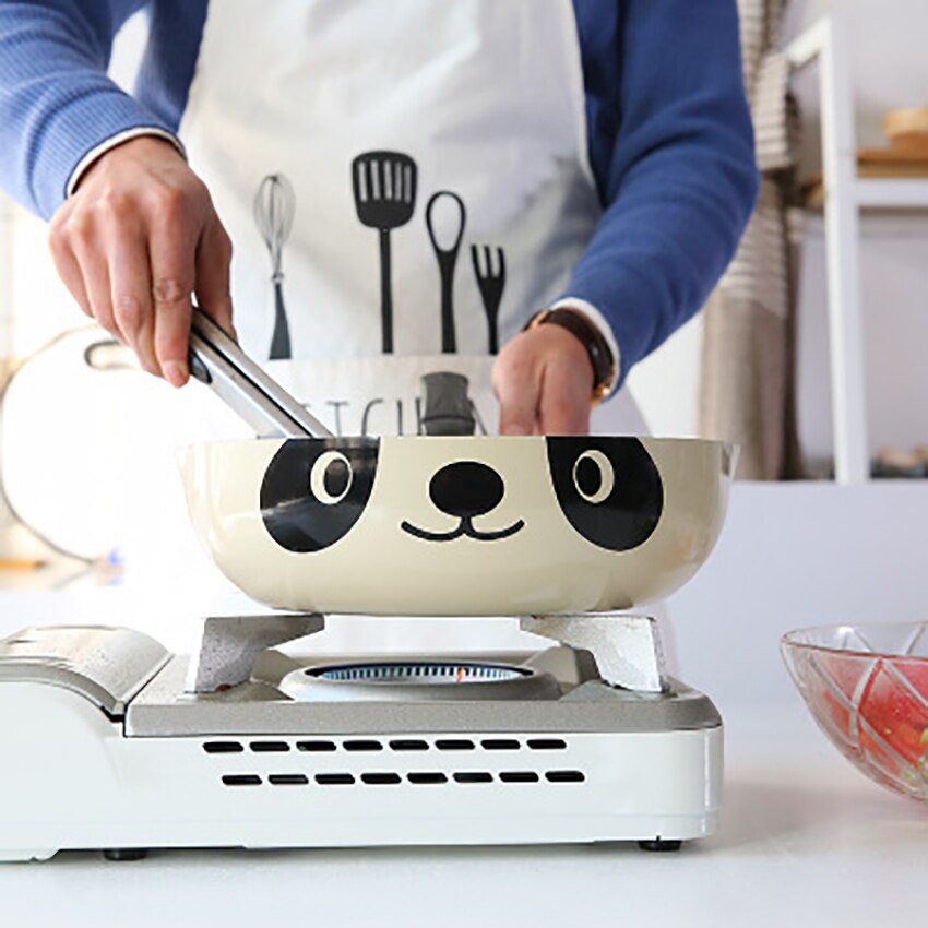 24cm Cute Panda Aluminum Alloy Pot Non-stick Frying Pan Household Kitchen Cookware for Induction Cooker,Gas Stove