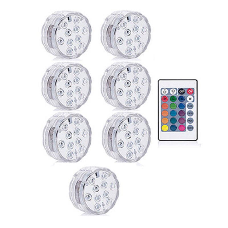 4/6/10 stk led undervandslys rgb dyklampe fjernbetjening udendørs  ip68 vandtætte havepool festlampe levende lys: 7 lampe 1 controller