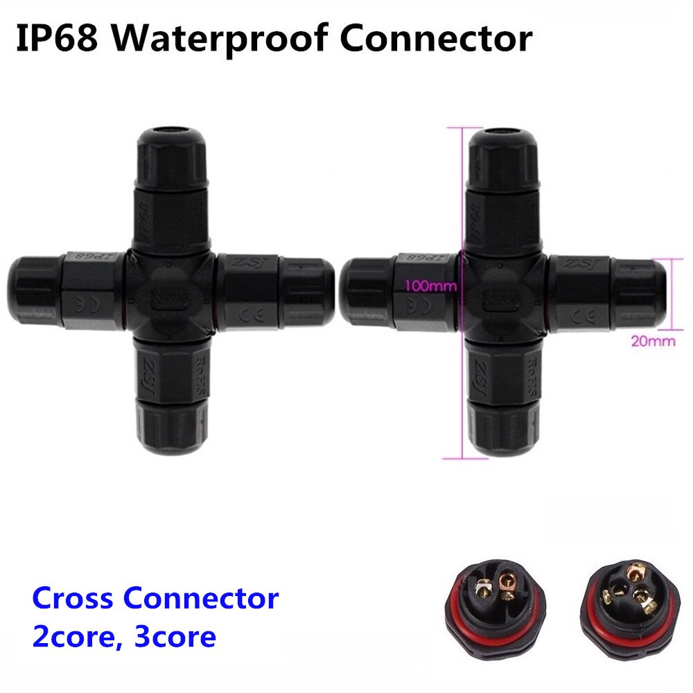 6MM 8MM 10MM Waterproof Cable Connector IP68 Wire Outdoor Electrical Terminal LED Adapter 2pin 3pin I T Cross Shape Connector