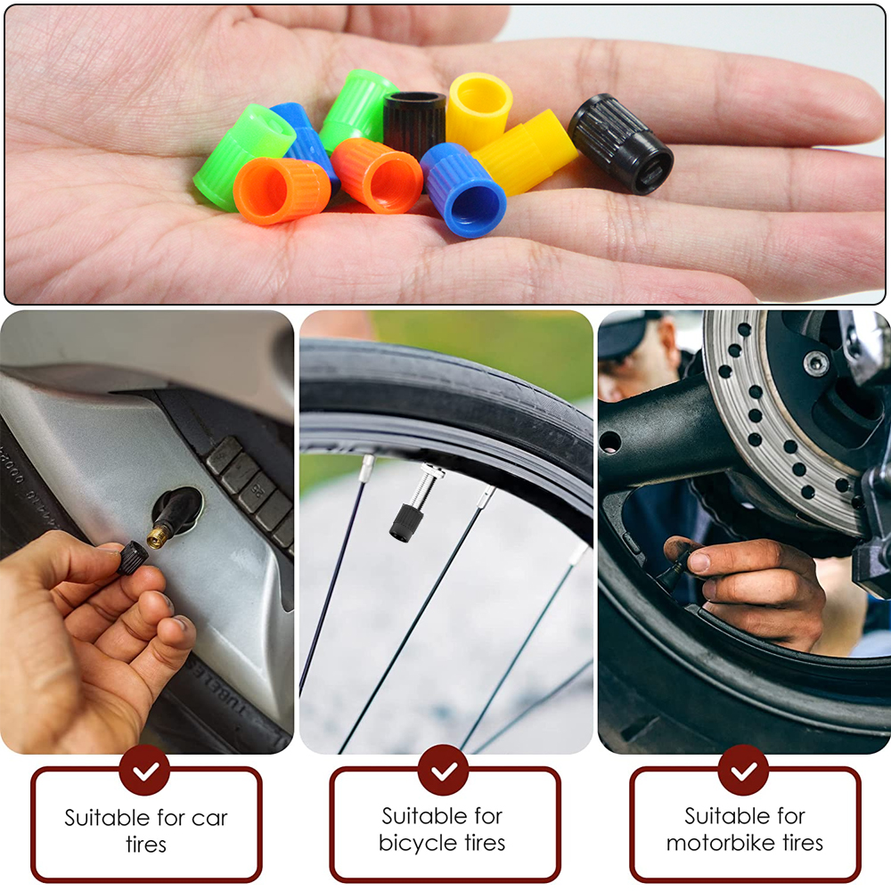 10pcs Tyre Valve Caps, Plastic Car Tire Stem Dust Covers Universal Valve Caps for Cars Trucks Motorcycles SUVs and Bikes