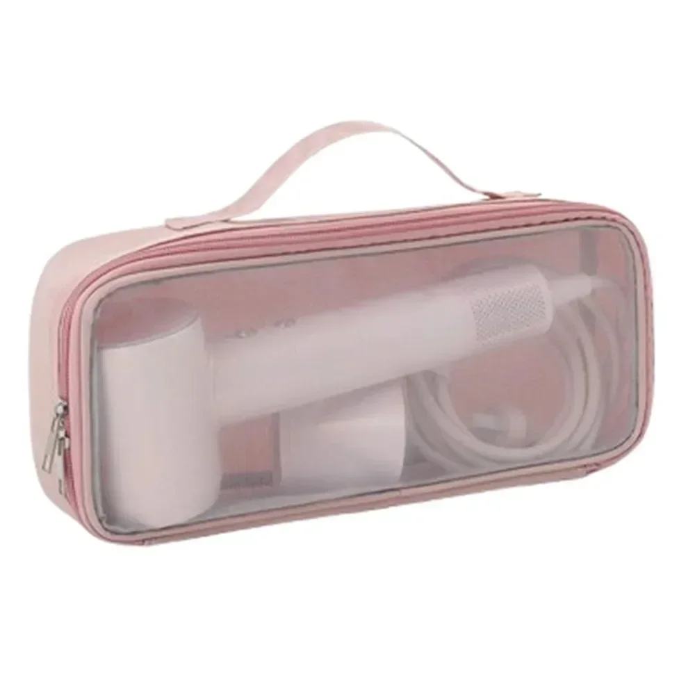Storage Bag Portable Hair Dryer Curler Travel Organizer Dustproof Zipper Case with Protective Cover Compact Girls Accessories: Clear