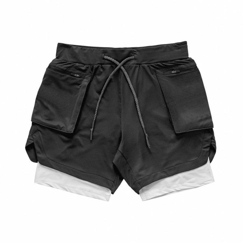 Sports Shorts Large Mesh Drawstring Quick Drying Double Deck Camouflage Pants Training Capris Summer Casual Shorts: 02 / XXL