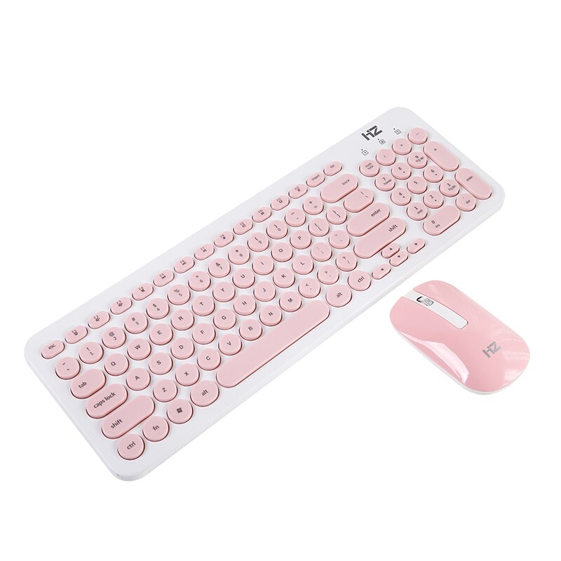 Klawiatura i Mysz Bezprzewodowa WIN HOW SOLUTION - Mini Przenośna Slim Cicha do Domowego Biura i Laptopa: Różowy