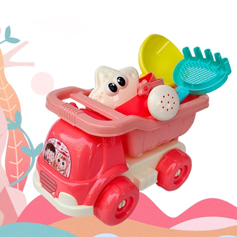 6Pcs Strand Emmer Zand Set Zand Play Zandbak Water Strand Speelgoed Seaside Tool Speelgoed Zand Auto Speelgoed Beach Party winkelwagen