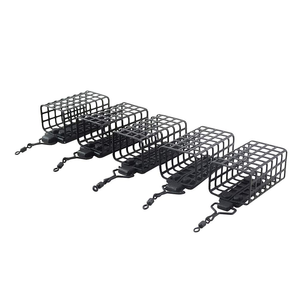 10x wędkarski podajnik klatka okrągły kwadrat dla karpia gruby mecz Barbel metalowe podajniki 20g 30g 40g 50g 60g
