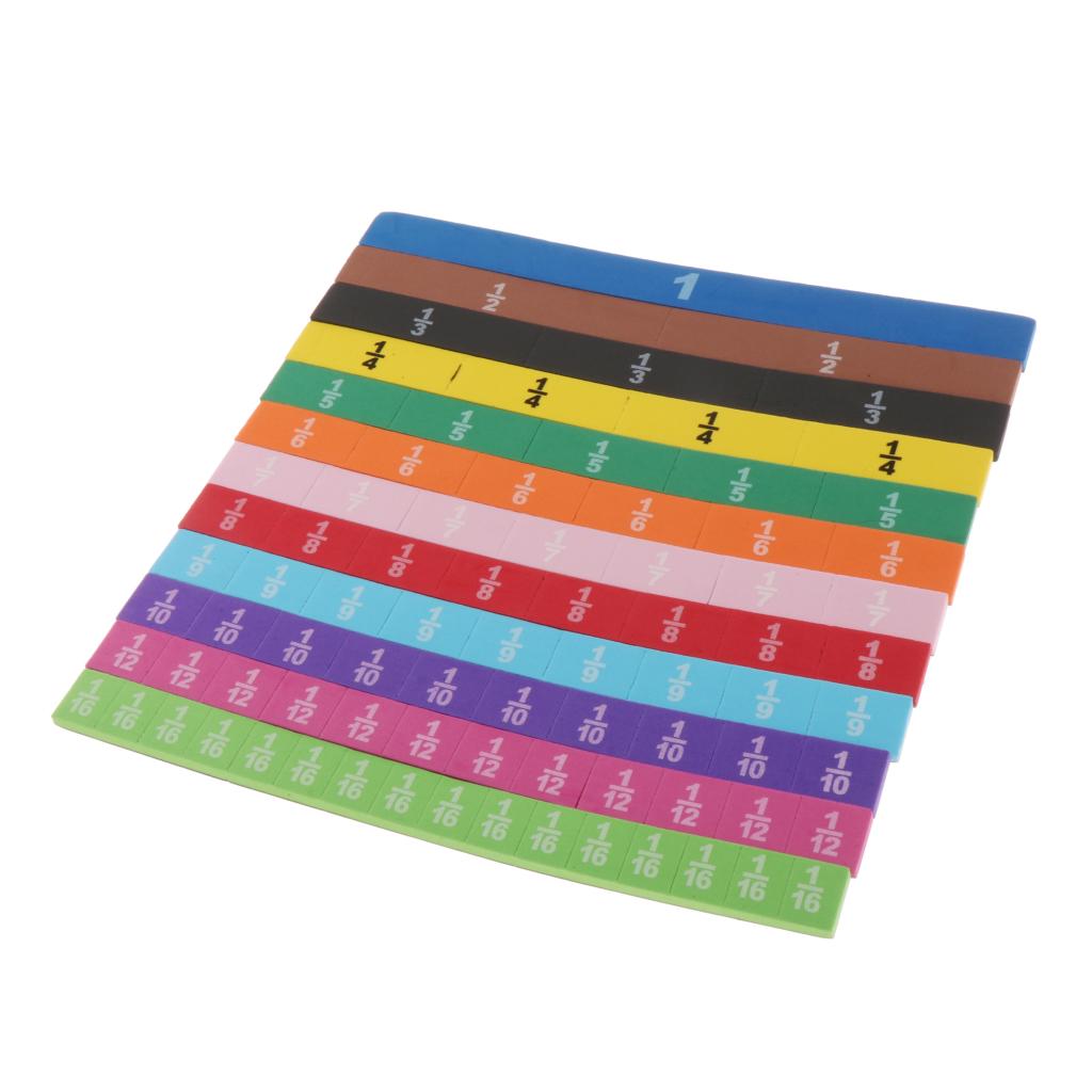 83x Foam Magnetic Fraction Strips Tiles - Equivalency Fraction Wall Math Skills