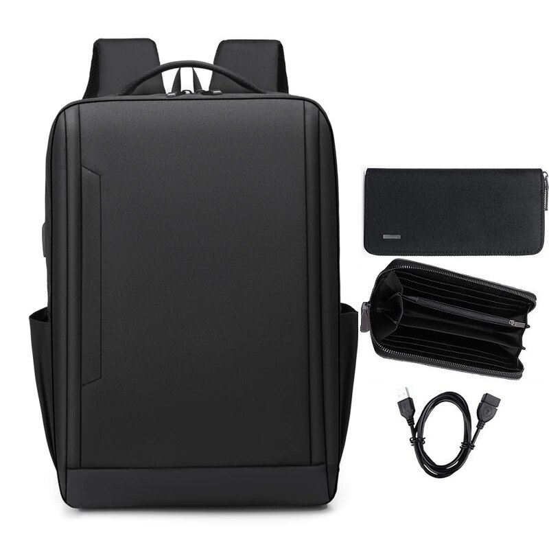 Men's backpack 15.6 Inch Laptop Backpacks Business Notebook Mochila Waterproof Back Pack USB Charging Travel Bags student bag: Set 15