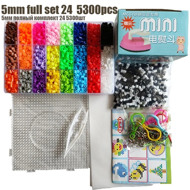 Kit de perles Perler 5mm/2.6mm, ensemble complet de perles Hama avec panneau perforé et fer, Puzzle 3D, jouet de bricolage pour enfants, jouet artisanal fait à la main,