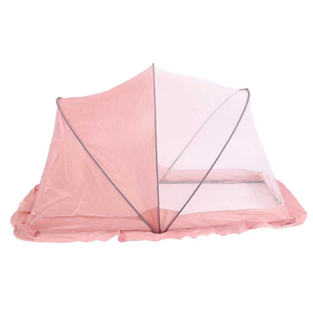 Dobrável berço mosquito net recém-nascido mosquito net para crianças bloco para fora o brilho tubo de aço inoxidável suporte abrigo: Pink