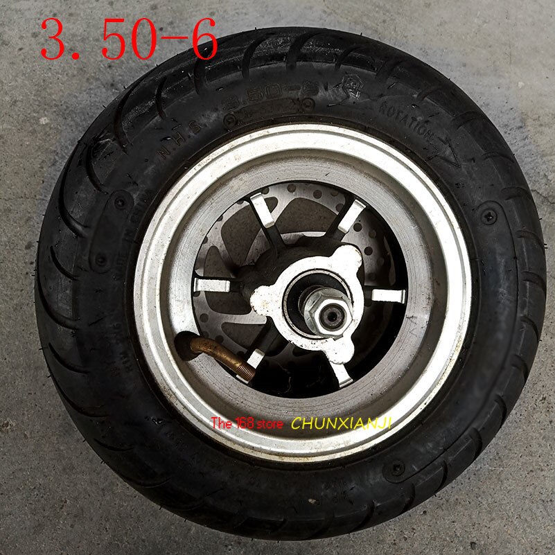 Good quality10 inch electric scooter wheels 6inch wheel hub + 3.50-6 vacuum Road tyre + Brake disc fits Folding electric scooter