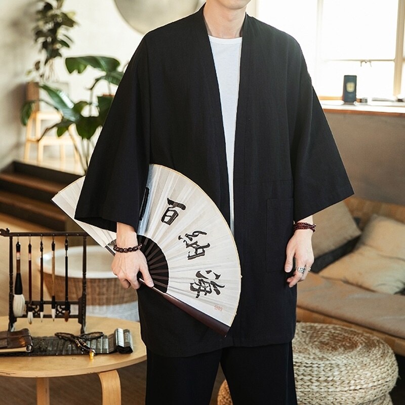 Kimono japonês tradicional asiático roupas cardigan quimono masculino samurai traje quimonos haori karate quimono camisa masculina ff2729