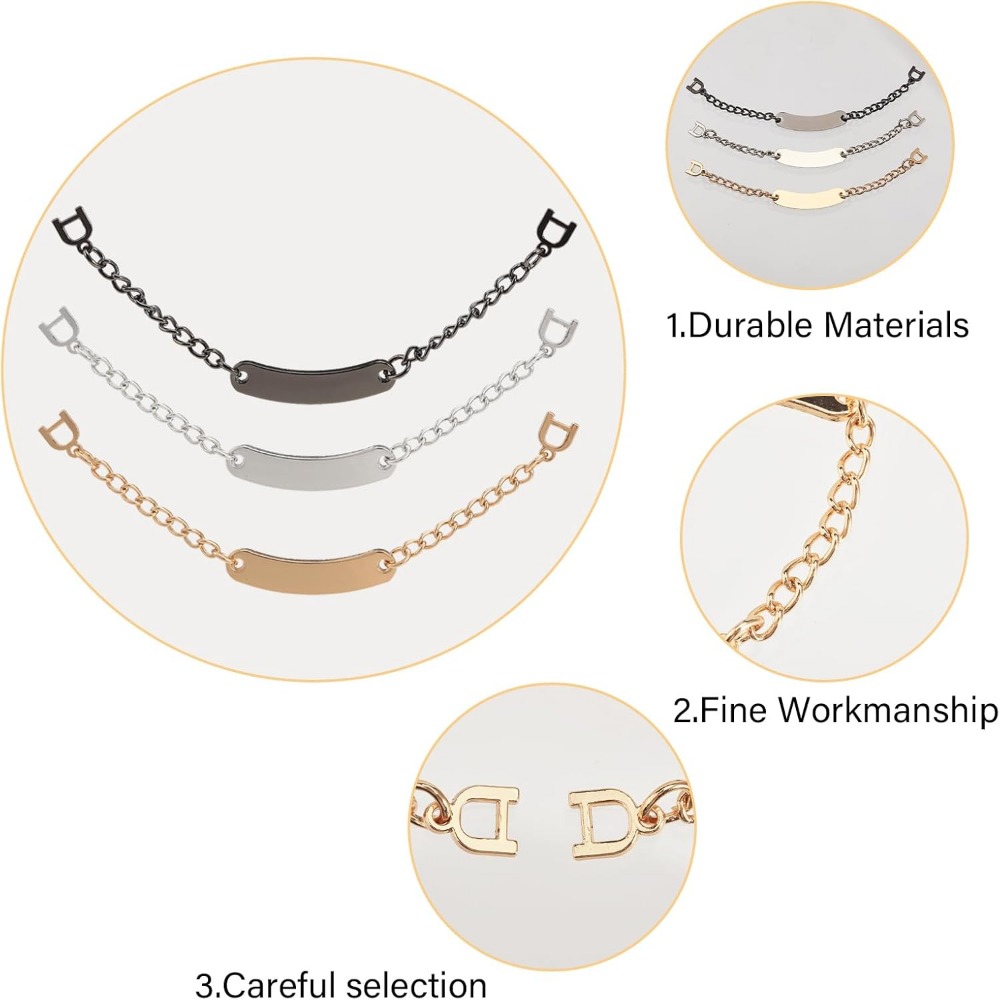 9PCS 3 Colors Metal Coat Hanging Chains Alloy with Iron Coat Hanging Chain Sew On Metal Coat Hangers Hanging Chain making kit