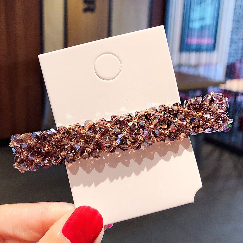 Skinnende krystal hårspænder til kvinder hårpynt pandebånd søde hårspænder hårnåle hårtilbehør: Lilla