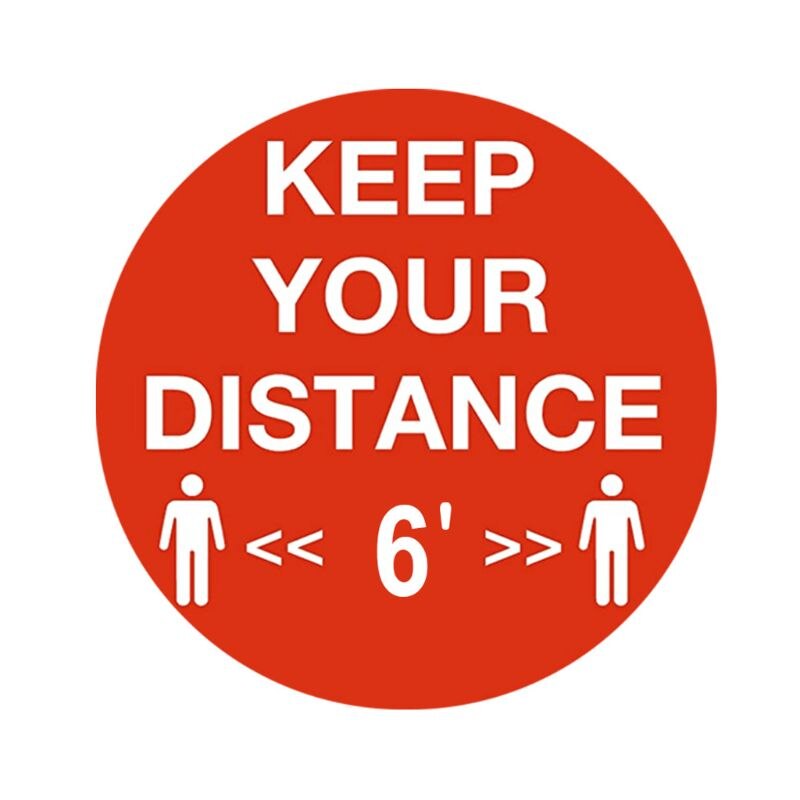 5Pcs/Set Anti-slip Self Adhesive Social Distancing Floor Decals Ground Health Safety Sign Waterproof Sticker