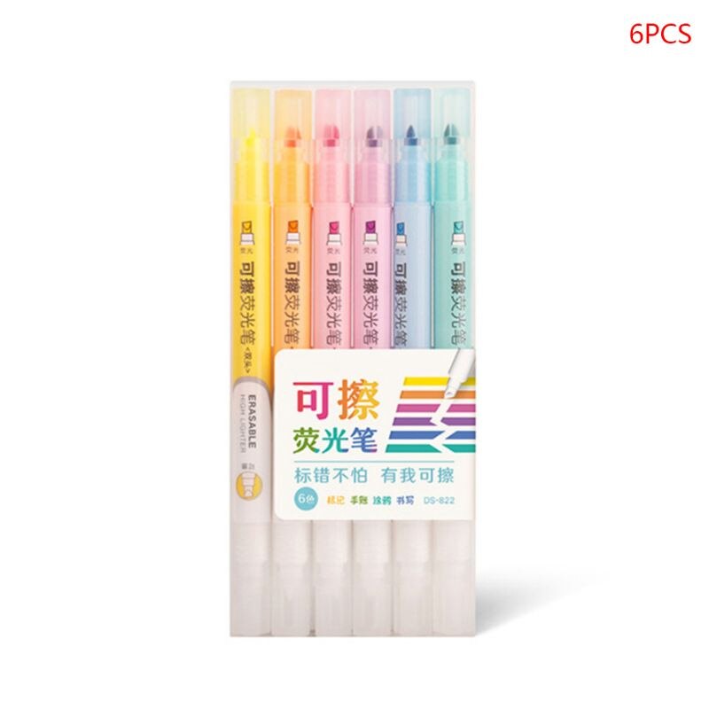 6 uds resaltador que se puede borrar la pluma rotulador de tiza líquida Pastel lápiz fluorescente de dibujo papelería R9JA