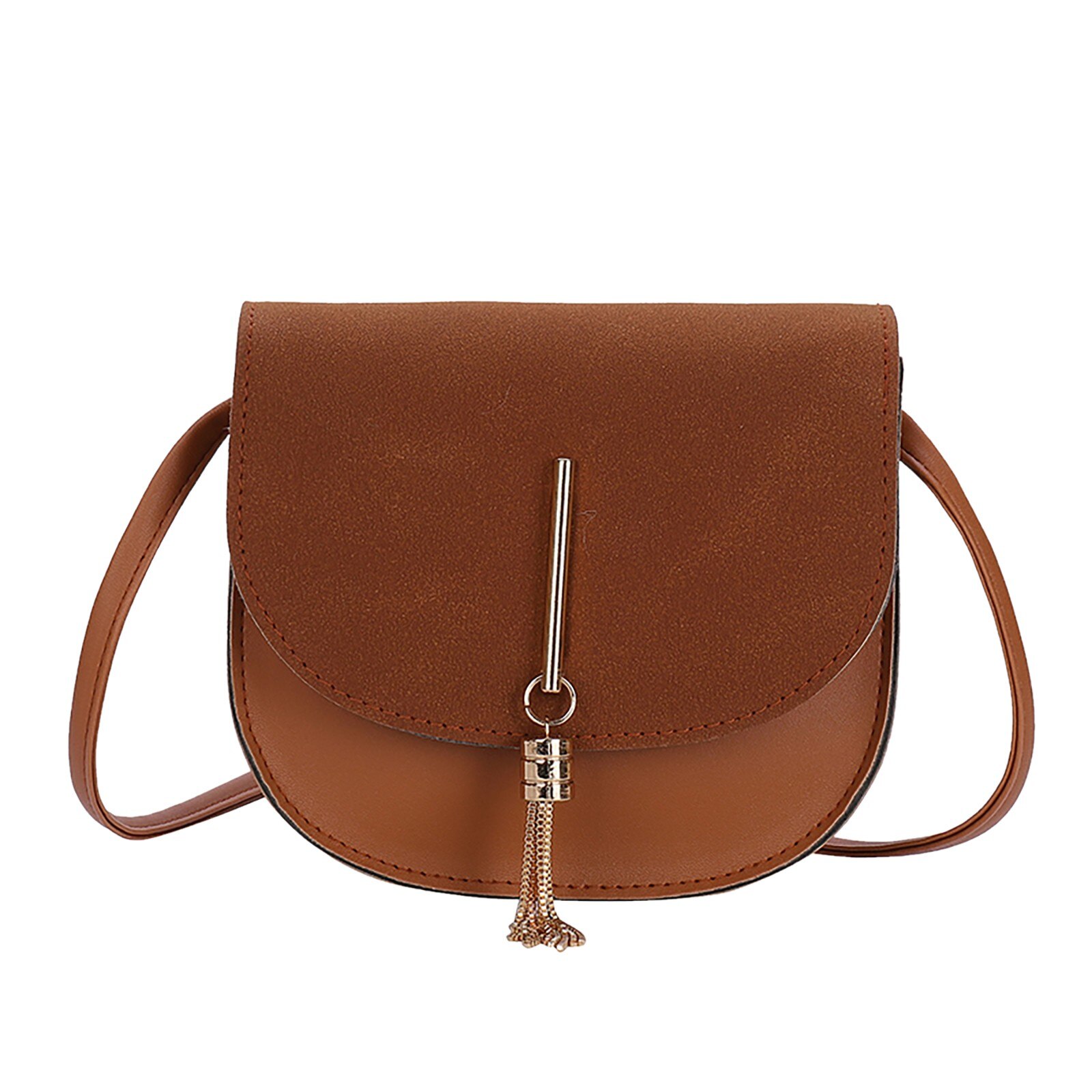 Bolsos de hombro con borlas para mujer, bandoleras casuales de , de cuero sintético, paquetes lujosos, color negro,: Brown