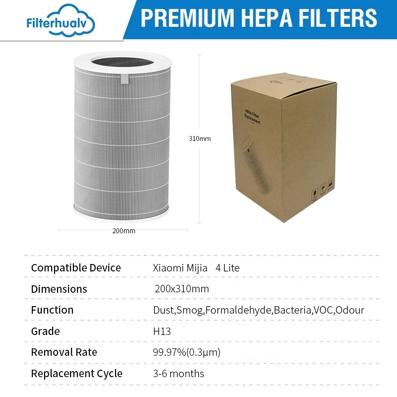 PM2.5 Xiaomi Hepa-Filter 4 Lite Xiaomi Aktivkohlefilter 4 Lite für Xiaomi Luftreiniger 4 Lite Xiaomi H13 4 Lite Filter