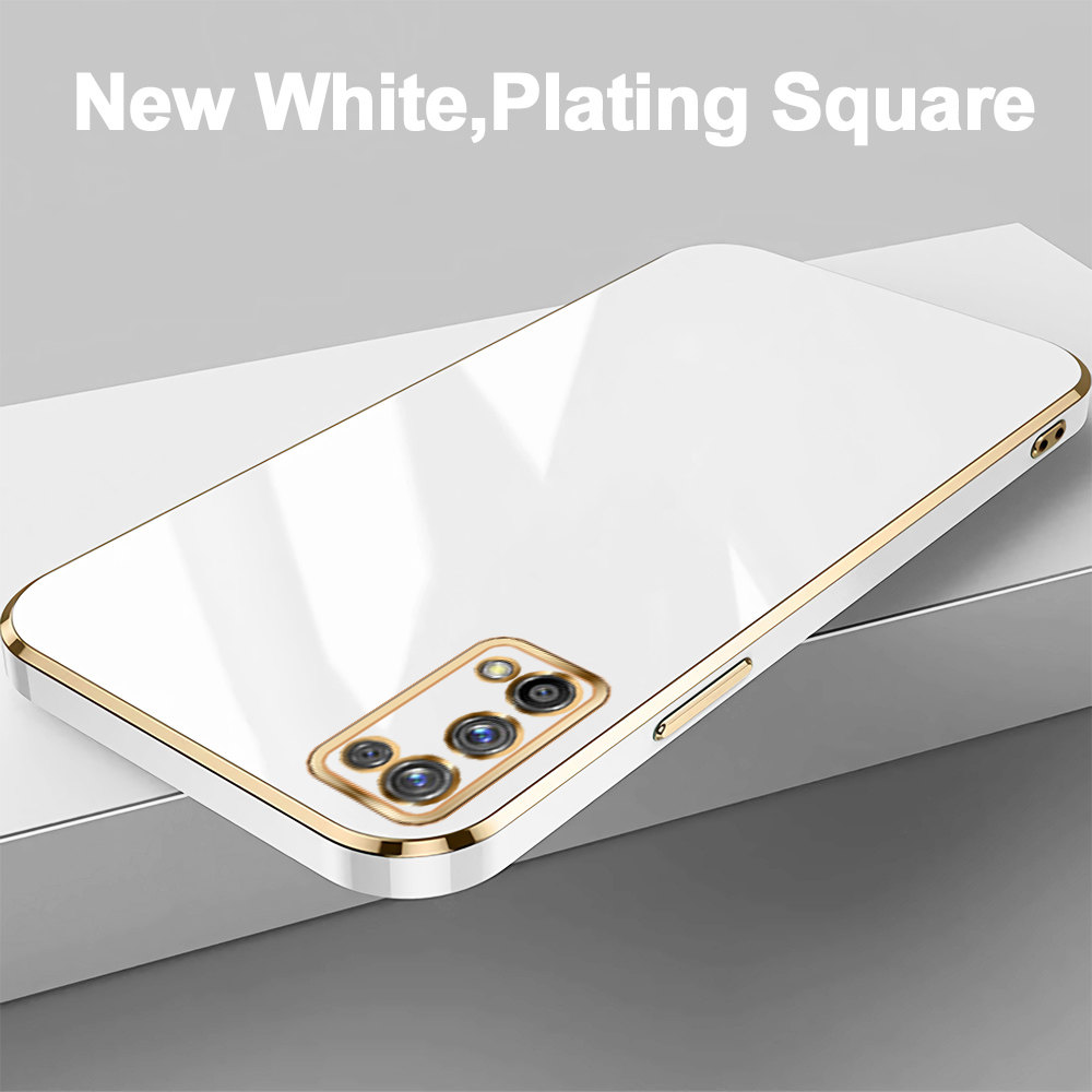 For Realme 7 Pro Realme 7 4G 5G 7i C17 Soft Original Cases Luxury Plating Soft TPU Cover Shockproof Case: aluminum / WHITE