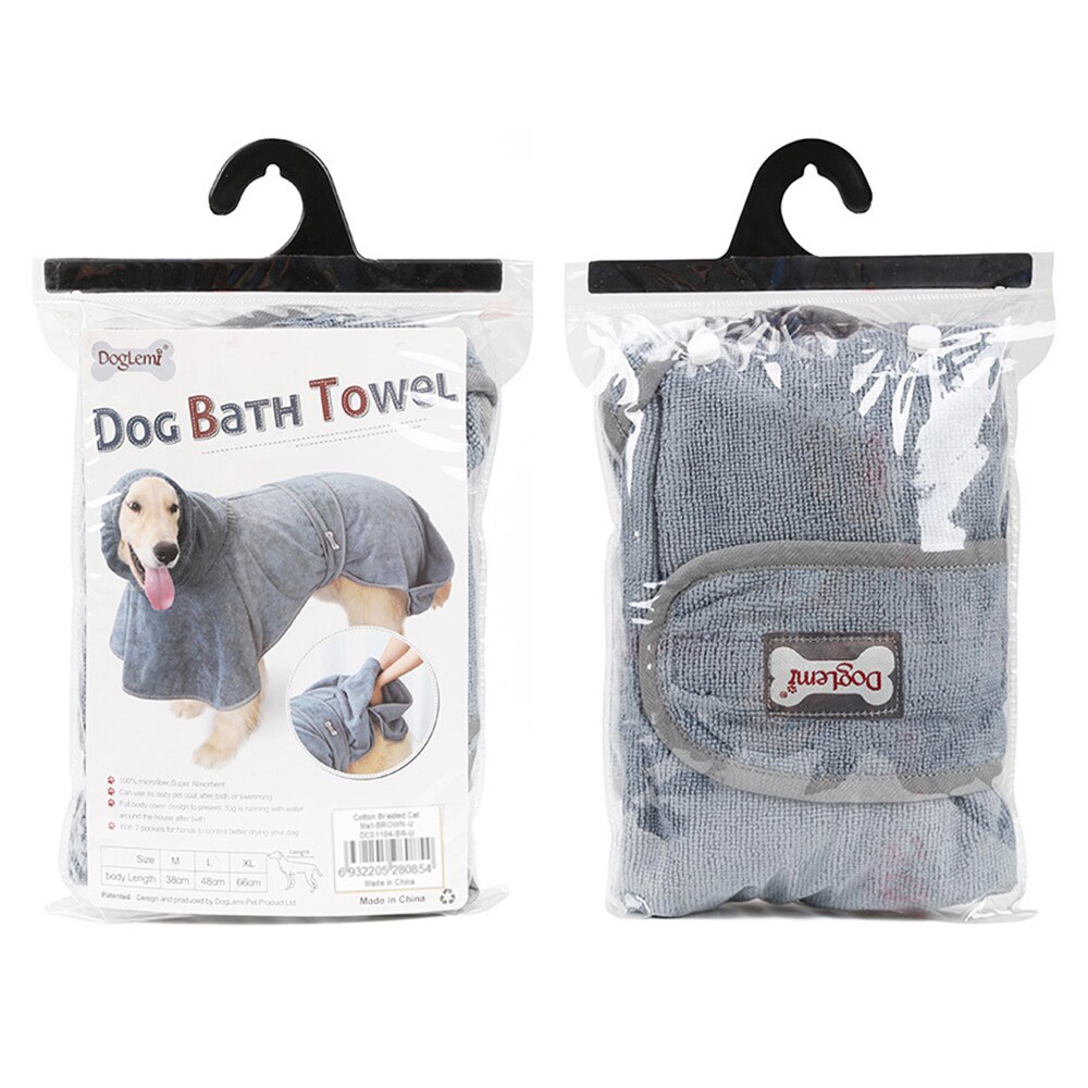 Albornoz para perro, bata de baño para mascotas, abrigo de secado, toalla absorbente para perros grandes, medianos y pequeños, secado súper rápido, suave y ajustable