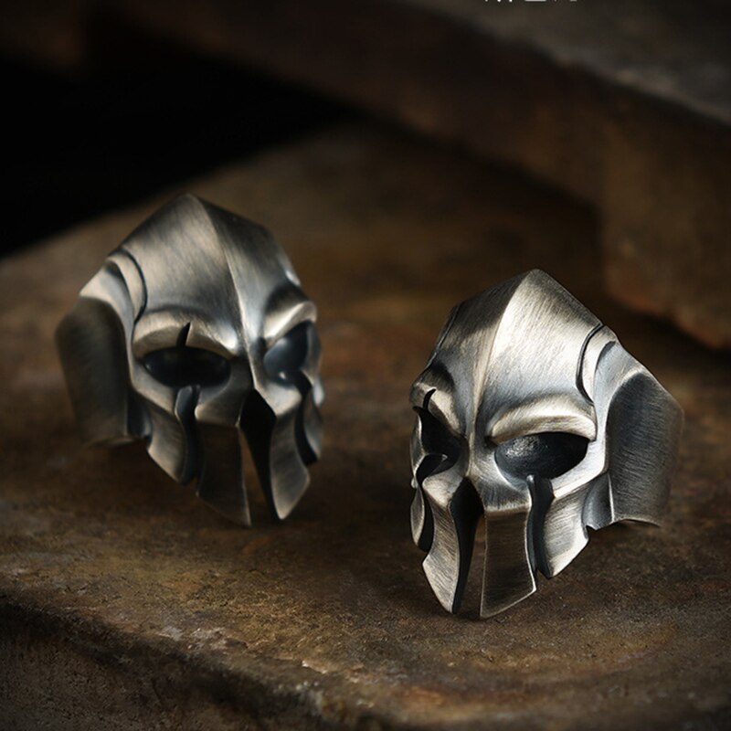 Spartan Ring Men and Women Single Ring Retro Trend Personality Skull Ring Open Ring Handmade Jewelry